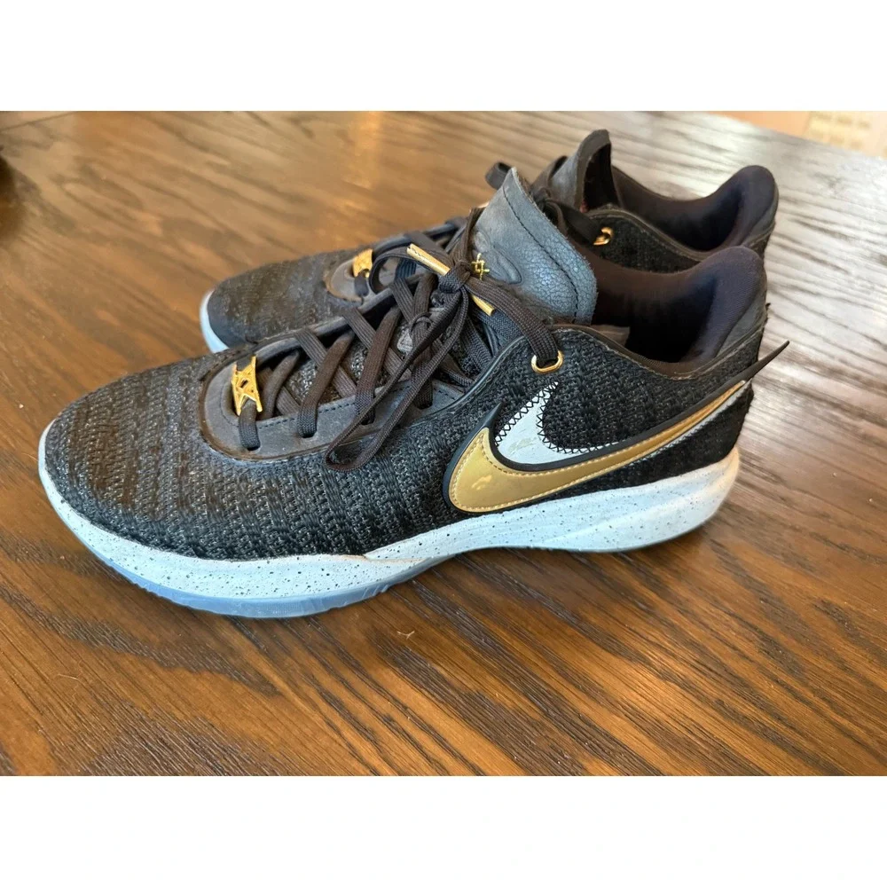 Nike LeBron 20 Trinity Mens 11.5 Black Gold Excellent DJ5423-004 Basketball Shoe